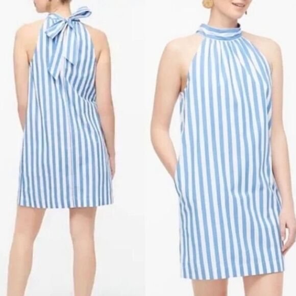 J. Crew Factory Tie-Neck Cotton Mini Shift Dress Size 4 - Picture 8 of 9